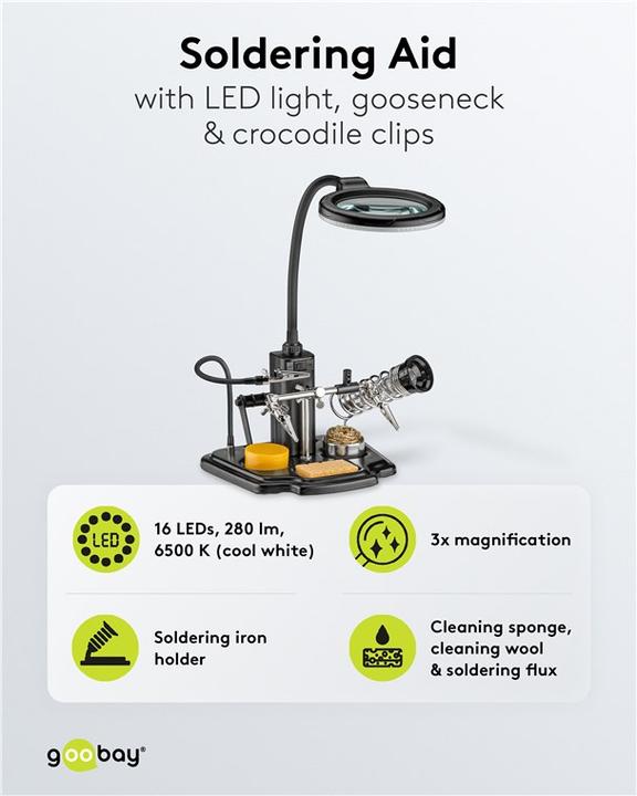 Immagine prodotto Goobay Ausilio per la saldatura con luce LED (Supporto/mano)