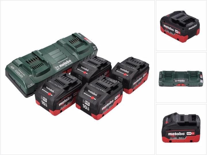 Metabo 18 V basic set 4x battery 10.0 Ah LIHD + ASC 145 DUO double charger CAS system (18 V)