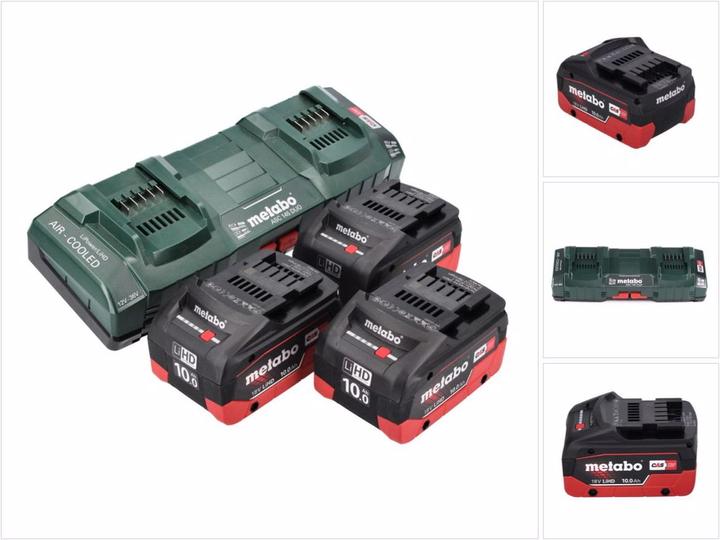 Metabo 18 V basic set 3x battery 10.0 Ah LIHD + ASC 145 DUO double charger CAS system (18 V)