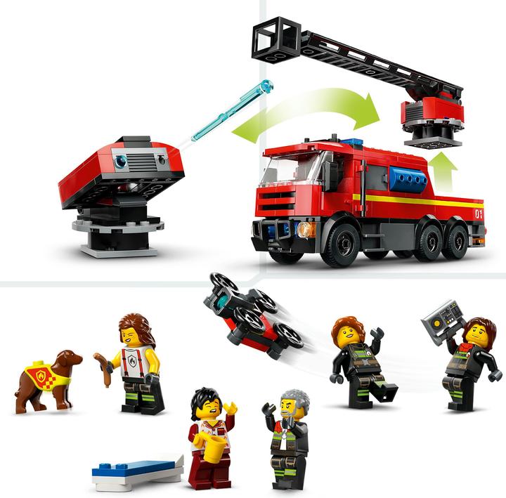 Immagine prodotto LEGO 60414 Stazione dei vigili del fuoco con autoscala a piattaforma girevole (60414, LEGO City)