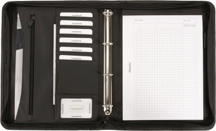 Produktbild Ringbuchmappe ""RONDO"", DIN A4, Lederimitat, schwarz Ringmechanik, Schriebblock, Reissversch (A4, 1 x)