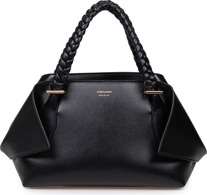 Salvatore Ferragamo Ferragamo scarf sh handbag in calfskin color black