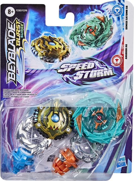 Produktbild Hasbro Beyblade Burst Surge Speedstorm Demise Satomb S6 und Anubion A7 (Englisch, Französisch, Deutsch, Italienisch)