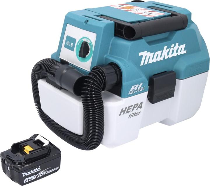 Actual product image Makita DVC 750 LF1 Battery hoover LXT 18 V 67 mbar 7.5 l Brushless + 1x battery 3.0 Ah - without (Wet dry vacuum cleaner)