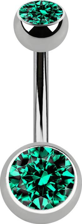 Produktbild Star Piercing Banane silber mit zwei Kugeln silber Kristall türkis (ohne Messing, Titan G23)