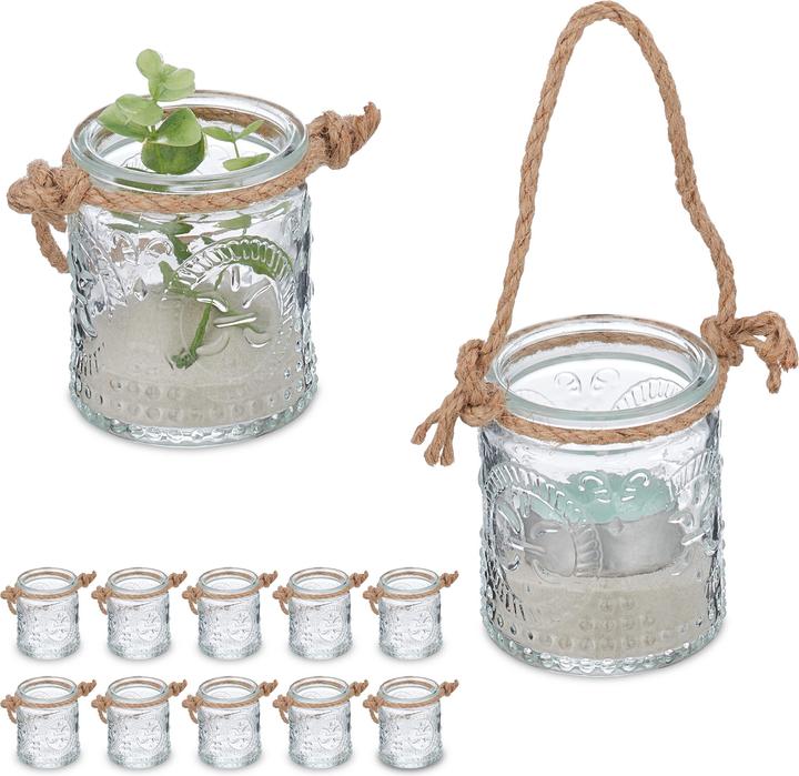 Produktbild Relaxdays 12x Windlicht (12 x, 6 x 6 x 7 cm)