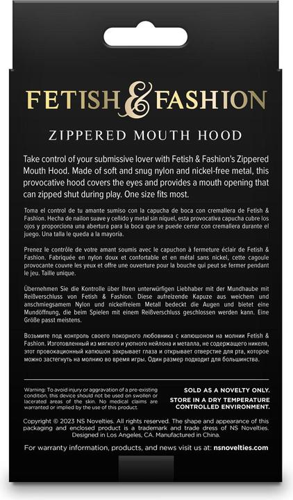 Produktbild NS Novelties fetish & fashion zippered mouth hood black