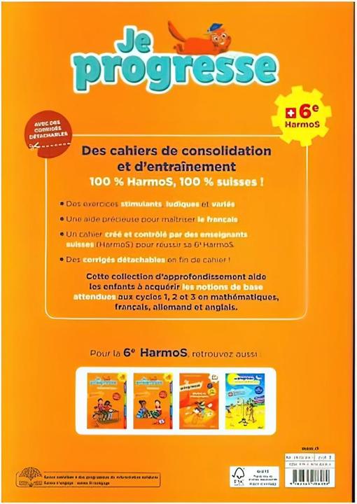 Immagine prodotto Je progresse 6ème harmoS français : Nouvelle édition 2021 soutien cycle 2 (Francese, Dalla Riva Sabina, Knébel Martine, 2021)