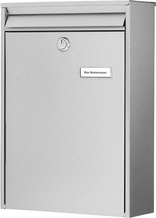 Actual product image Burg Wächter Letter box stainless steel WxHxD 285/400/105 mm Berlin 3777 NI with flap Opening stop Name