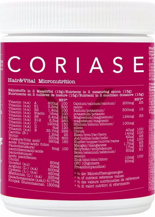 Valori nutrizionali e ingredienti Coriase Capelli e granuli vitali (1 Pezzo/i, Granuli, 524 g)