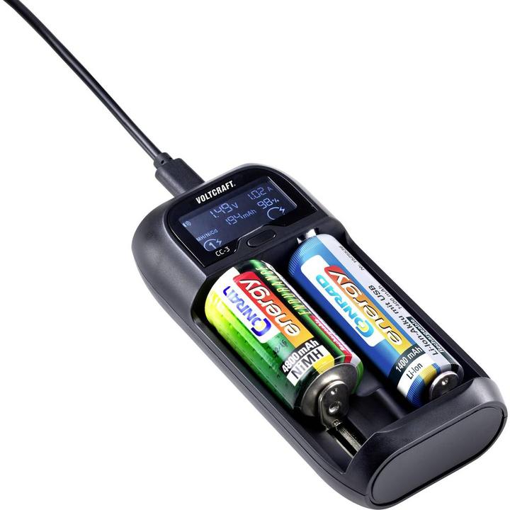Produktbild Voltcraft Rundzellen Ladegerät (1 Stk., 10440, 14500, 14650, 16340, 17500, 17650, 17670, 18350, 18500, 18650, 22650, 26500, 26650, AA, AAA, C, AAAA, Sub-C, Ladegerät ohne Akku)