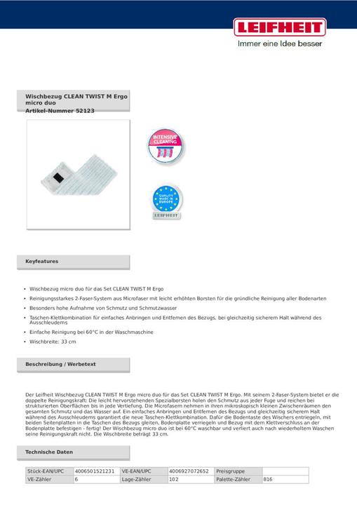 Image du produit Leifheit Housse de nettoyage CLEAN TWIST M Ergo micro duo (1 pcs)