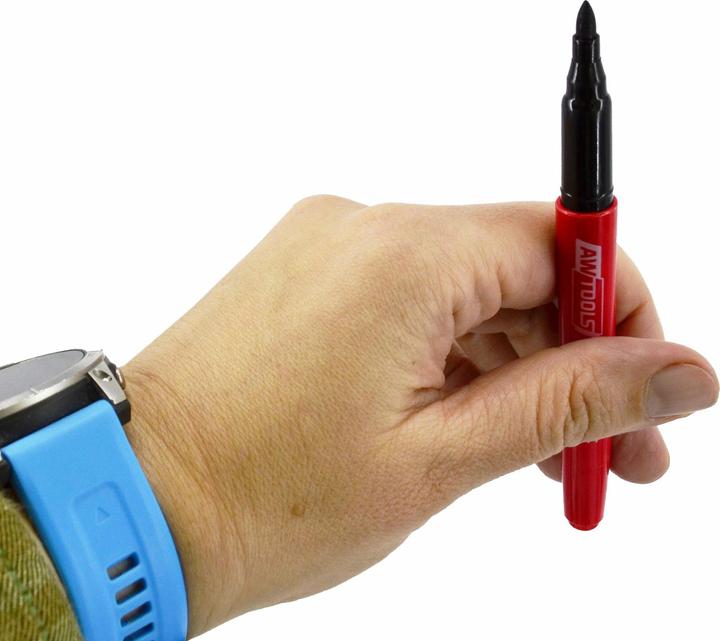 Actual product image Awtools Aw Markery Permanentne Cienkie Czarne 5szt. (Black, 5 x)
