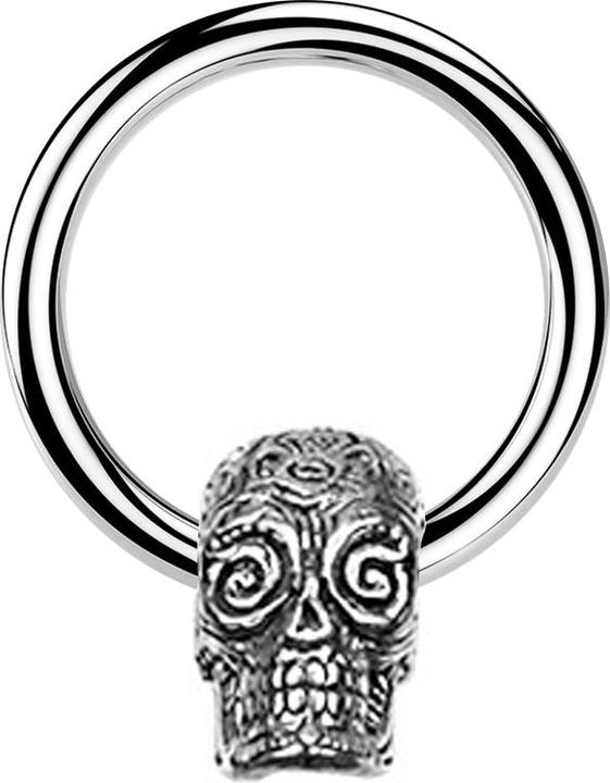 Actual product image Star Piercing Micro Closure Ring silver Day of the Dead Skull silver (Surgical steel 316L, Brass)