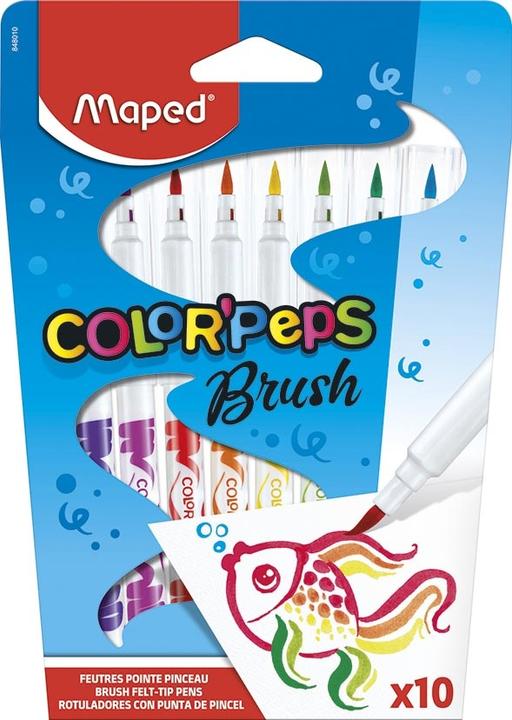 Produktbild Maped ColorPeps Brush (Orange, Rot, Grün, Weiss, Schwarz, Braun, Dunkelblau, Gelb, Rosa, Lila, Hellblau, Hellgrün, 10 x)