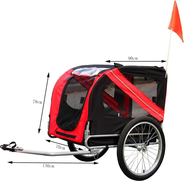Produktbild Wiltec Hunde Fahrradanhänger Hundeanhänger Fahrrad Hundetransporter rot-schwarz