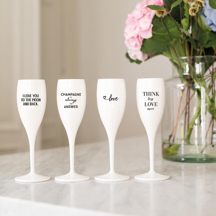 Actual product image Koziol Champagne glass 100 ml with print CHEERS No. 1 CHAMPAGNE IS THE ANSWER (10 cl, 1 Glasses, Champagne glasses)