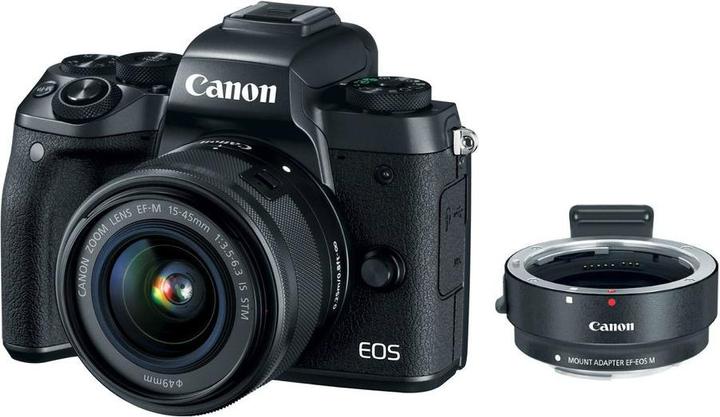 Image du produit Canon EOS M5 avec adaptateur EF/EF-S vers EF-M