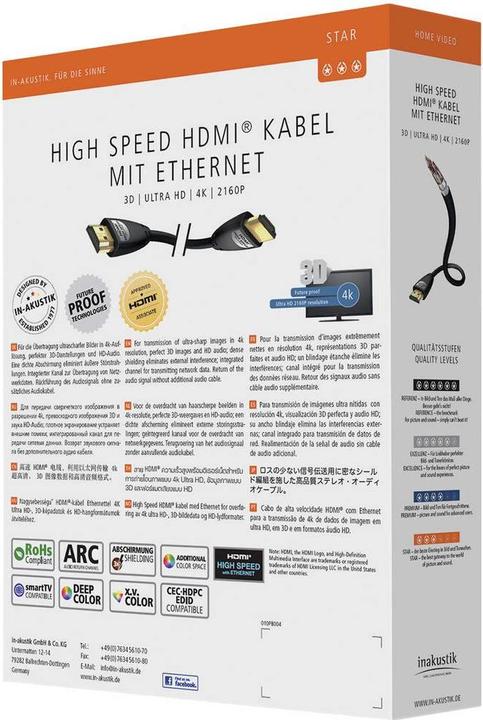 Produktbild Inakustik HDMI (Typ A) — HDMI (Typ A) (0.75 m, HDMI)