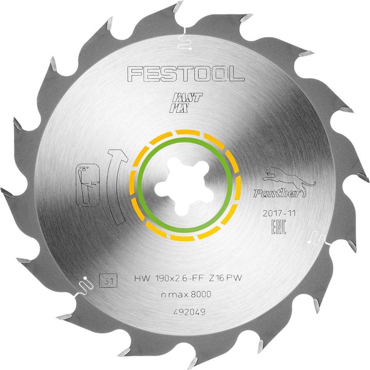 Actual product image Festool Circular saw blade HW 190x2,6 FF PW16