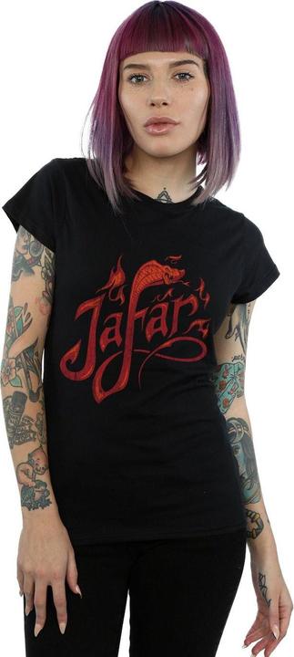 Actual product image Disney Womens/Ladies Aladdin Movie Jafar Flames Logo Cotton T-Shirt (L)