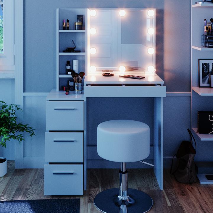 Actual product image Vicco Meryl with stool and lighting (80 x 40 x 127 cm)