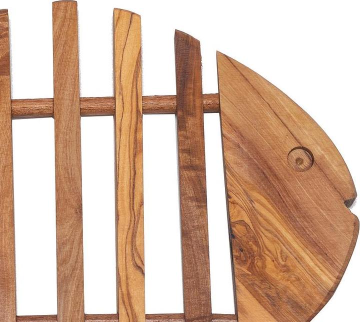 Actual product image Natura Punto Coaster, trivet, fish shape, 28 x 20 x 1.8 cm, olive wood (1 x, Pan coaster)