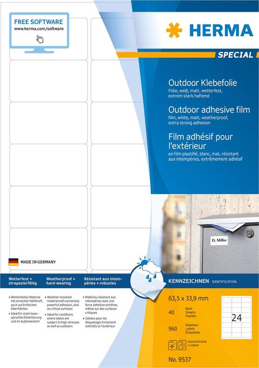 Actual product image Herma Weatherproof address labels A4