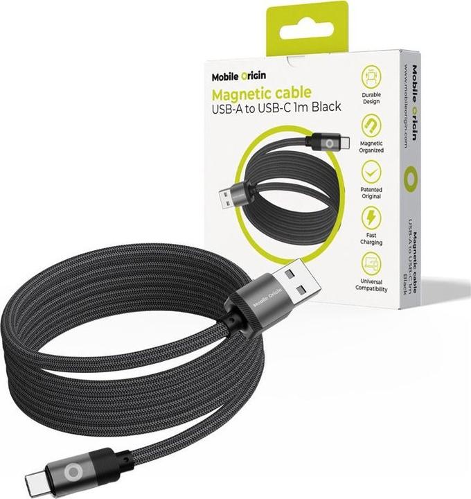 Produktbild Mobile Origin Magnetic Patented Original Cable USB-A to USB-C - 1m - Black (1 m)