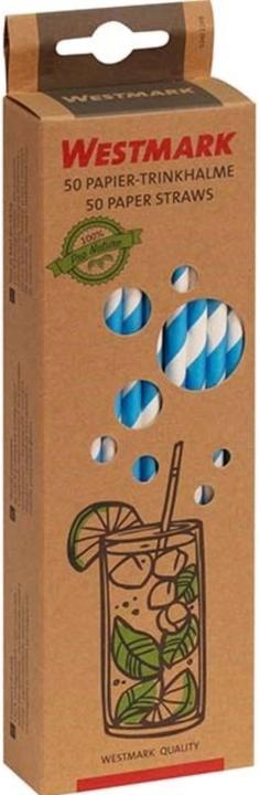 Produktbild Westmark 50 Papier-Trinkhalme, blau-weiss, 19,7 cm, 50 sb (50 x)