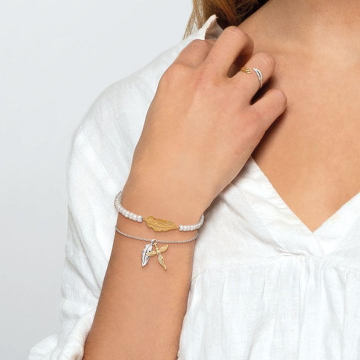 Produktbild Engelsrufer Armband Glory Feder Gold (21 cm, 925er Silber, Perle)