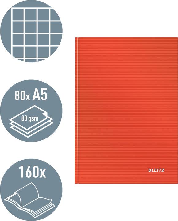 Leitz SOLID - Carnet de notes (A5, À rayures, Couverture rigide)