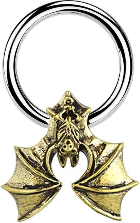 Produktbild Star Piercing Micro Closure Ring silber Fledermaus vergoldet (Messing, Chirurgenstahl 316L)