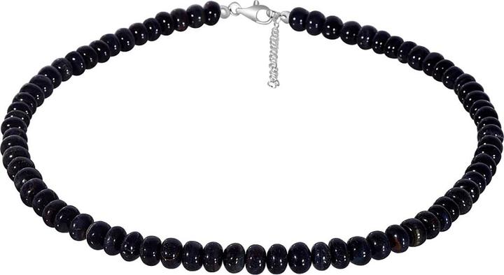 Immagine prodotto Xen Collana occhio di tigre nero rondelle 48 + 5 cm argento 925 (Argento 925, 48 cm)