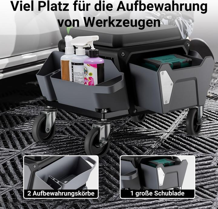 Produktbild Wiltec Rollsitz 120kg Werkstatthocker Rollhocker Werkstattstuhl Arbeitshocker