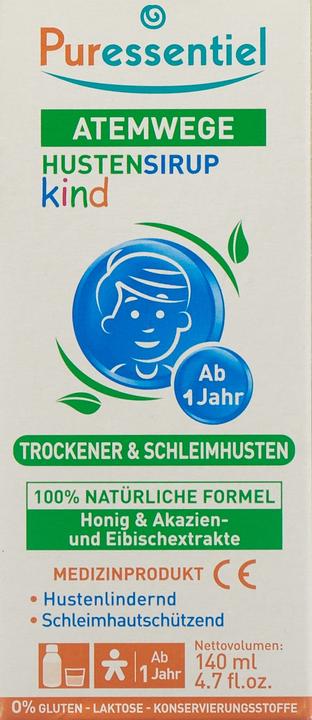 Actual product image Puressentiel Respiratory Cough Syrup Child, 140 ml (1 Piece)
