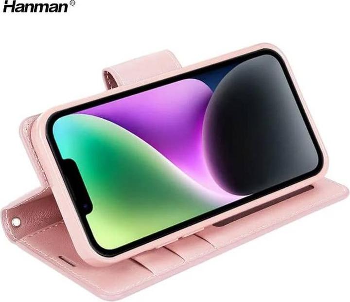 Immagine prodotto Hanman Apple iPhone 16 - Custodia Mill con 3 scomparti per carte, oro rosa (Apple iPhone 16)