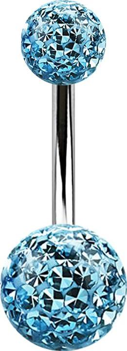 Produktbild Star Piercing Banane silber mit zwei Kristall Kugeln aqua Epoxy Schutzschicht (Chirurgenstahl 316L)