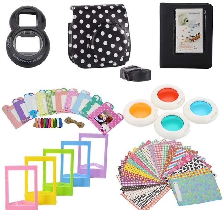 Produktbild JTI Zubehörset für Fujifilm Instax Mini 8 / 9 - Dotted Black (Kamera Zubehörtasche)