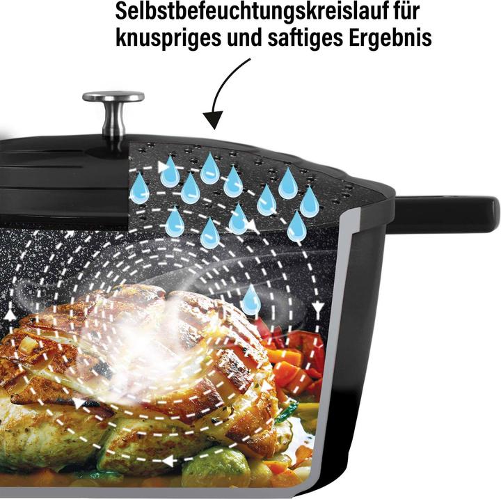 Actual product image Stoneline 20094 Roasting Pot, ø 20cm, with cast aluminium lid, capacity 2,6L, black (20 cm, Casserole + Stewpot, Aluminium)