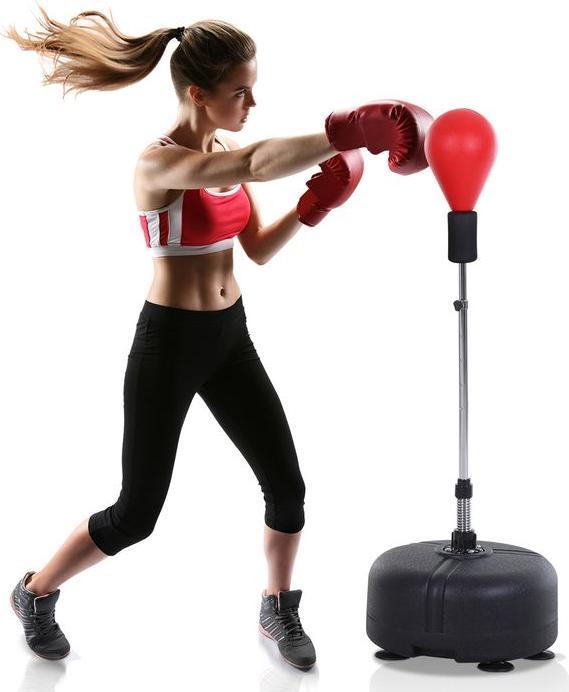 Produktbild Swisshandel24 Punchingball mit Ständer, 136-154 cm höhenverstellbar Boxsack, Standboxball Rot (24 cm)