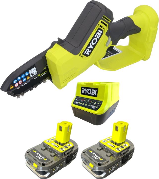 Immagine prodotto Ryobi RY18PSX10A-215 Sega per potatura a batteria 18 V 10 cm brushless + 2x batteria 1,5 Ah + (Sega a catena a batteria)