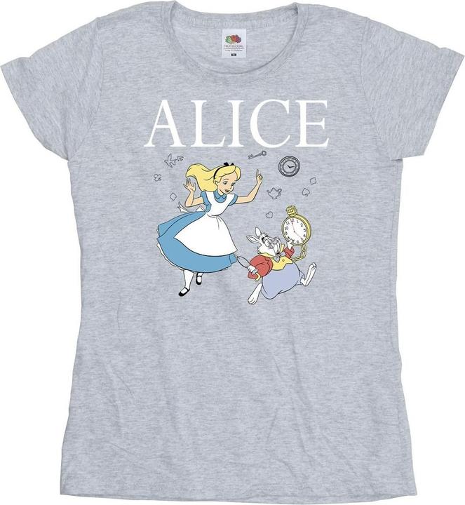 Actual product image Disney Womens/Ladies Alice In Wonderland Follow The Rabbit Cotton T-Shirt (M)