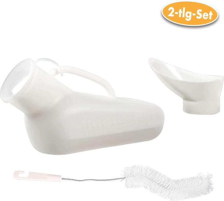 Vital Comfort Urinal für unterwegs, Unisex, 800 ml, Weiss, inklusive Aufsatz und Urinflaschen-Reinigu