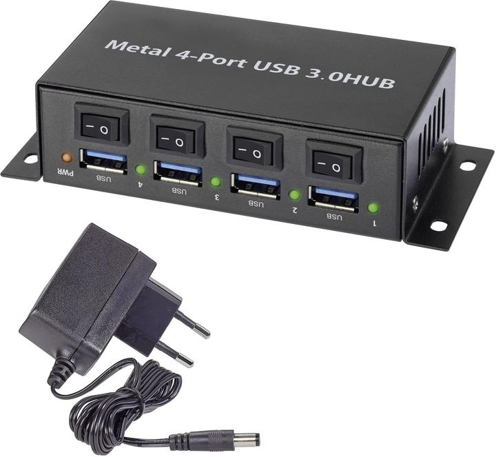 Renkforce Hub USB 3.0 à 4 ports, boîtier métallique (USB-B, 4 Ports)