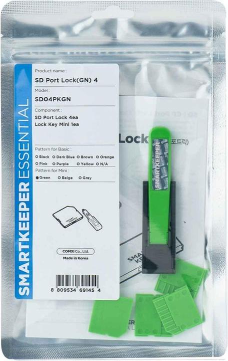 Actual product image Smart Keeper SMARTKEEPER ESSENTIAL 4x Micro SD Port Blocker + Lock Key gn