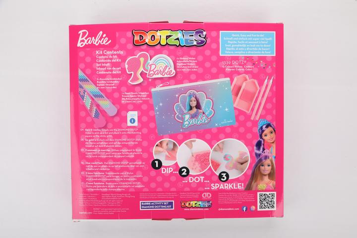 Produktbild Diamond Dotz DOTZIES® Original Diamond Painting Set Barbie mit 5 Motiven: 1 Mäppchen, 2 Armbänder 21 x 2 cm, 2 Au