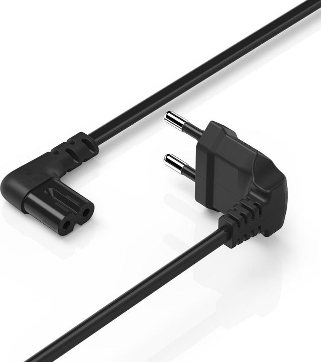 Hama Netzkabel, beidseitig gewinkelt, Euro-Stecker, Doppelnut/C7, 3 m, Schwarz (3 m)