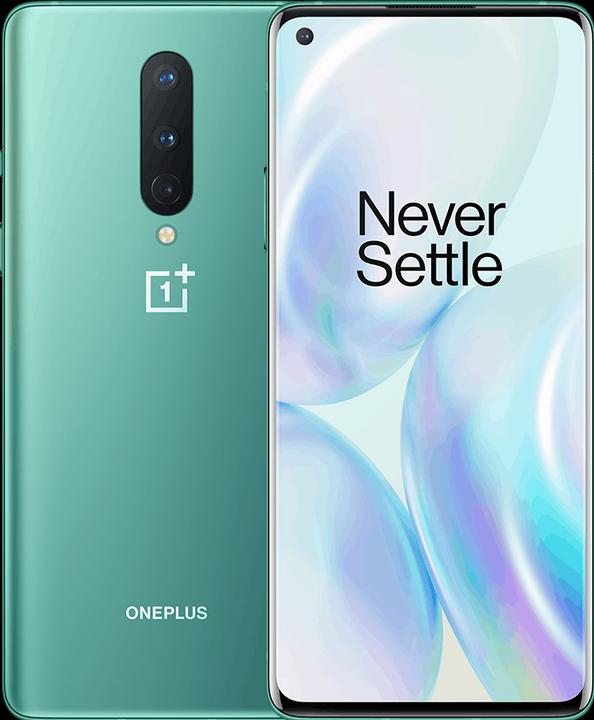 Produktbild OnePlus 8 (8GB) (128 GB, Glacial Green, 6.55", Dual SIM, 48 Mpx, 5G)