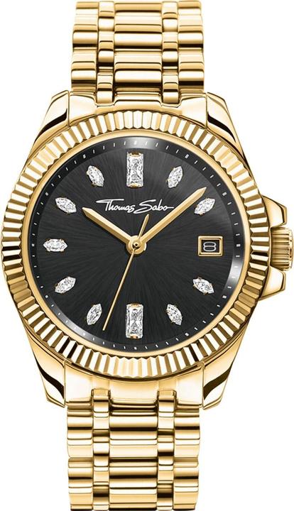 Thomas Sabo Damenuhr schwarzes Zifferblatt goldfarben (Analoguhr, 33 mm)